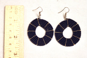 Disk Hoop Earrings - Navy Blue