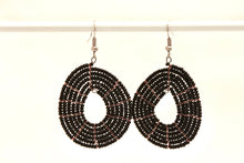 Load image into Gallery viewer, Disk Hoop Earrings - Large Black