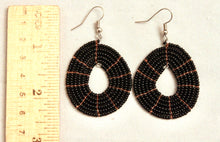 Load image into Gallery viewer, Disk Hoop Earrings - Large Black