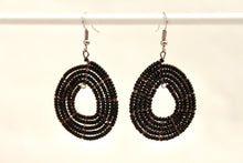 Load image into Gallery viewer, Disk Hoop Earrings - Medium Black