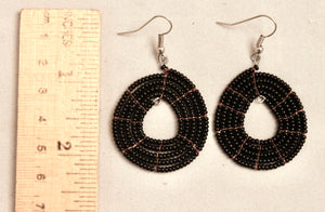 Disk Hoop Earrings - Medium Black