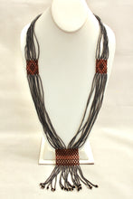 Load image into Gallery viewer, Geometric Shilluk Necklace - Pewter with Brown &amp; Copper