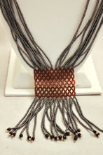 Load image into Gallery viewer, Geometric Shilluk Necklace - Pewter with Brown &amp; Copper