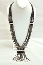 Load image into Gallery viewer, Geometric Shilluk Necklace - Pewter with White &amp; Black