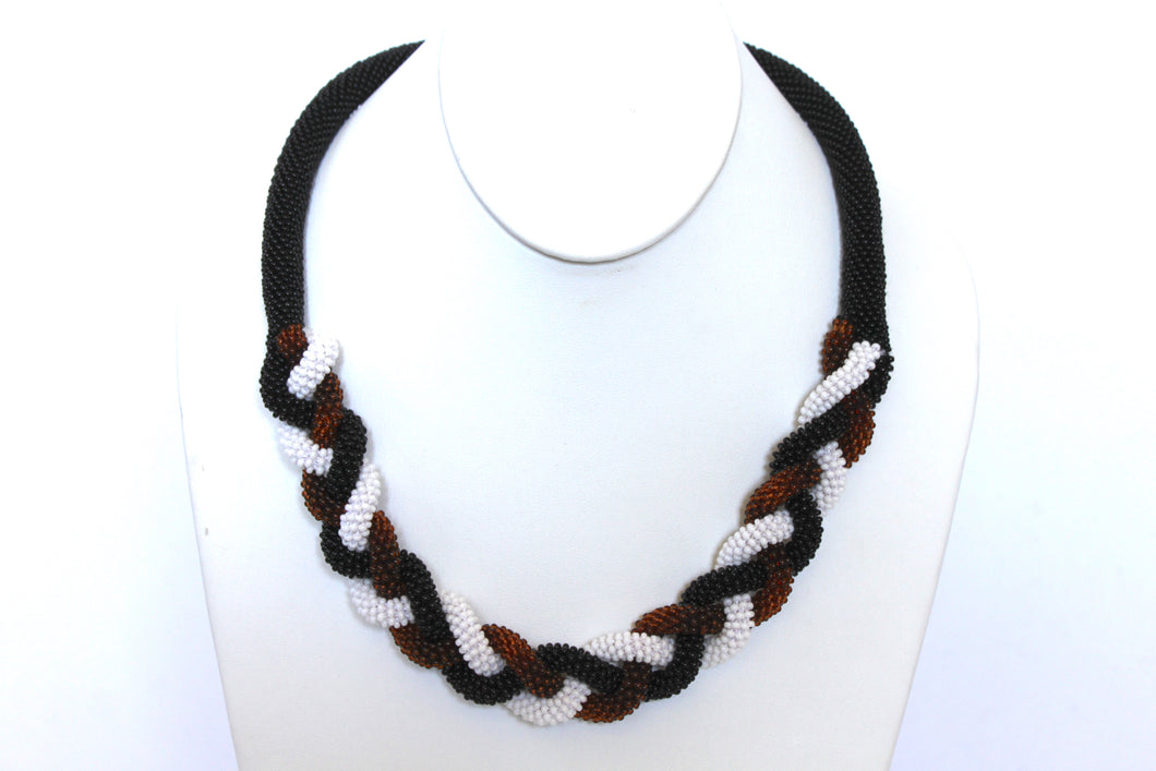 Hand in Hand Necklace - Black, White & Copper