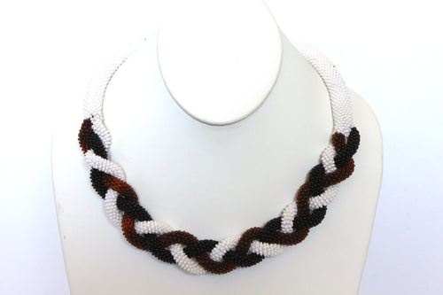 Hand in Hand Necklace - White, Black & Copper