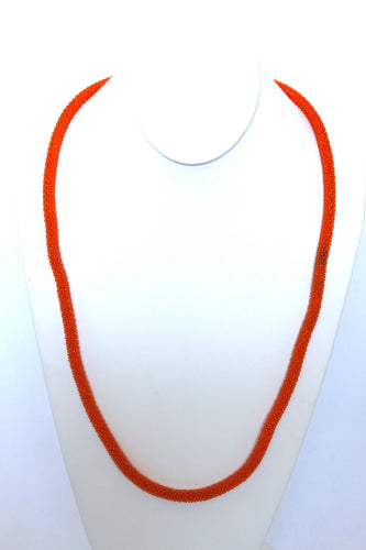 Knitted Rope Necklace - Orange