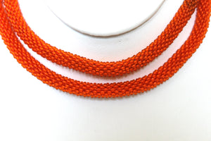 Knitted Rope Necklace - Orange