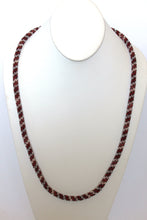 Load image into Gallery viewer, Knitted Rope Necklace - Dark Red, Black &amp; Pearl