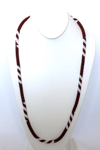 Knitted Rope Necklace - Brown & White