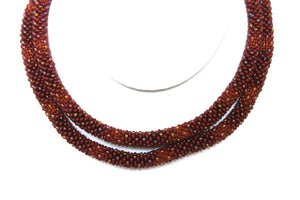 Knitted Rope Necklace - Copper with Colorful Accents