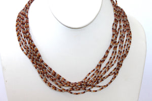 5 Strand Long Necklace - Autumn Colors