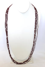 Load image into Gallery viewer, 5 Strand Long Necklace - Brownish Red &amp; White