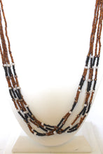 Load image into Gallery viewer, 5 Strand Long Necklace - Brown &amp; Black