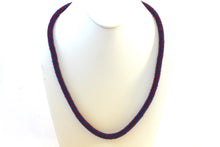 Load image into Gallery viewer, Knitted Rope Necklace - Navy &amp; Red