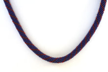 Load image into Gallery viewer, Knitted Rope Necklace - Navy &amp; Red