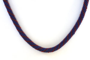 Knitted Rope Necklace - Navy & Red