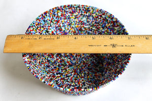 UN Refugee Camp Beaded Bowl - Multi-Colored Blue