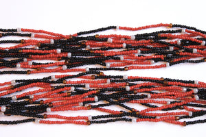 14 Strand Necklace - Red, Black & Pearl