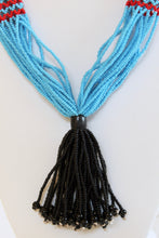 Load image into Gallery viewer, Nuer Tassel Necklace - Black &amp; Aqua