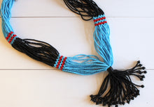 Load image into Gallery viewer, Nuer Tassel Necklace - Black &amp; Aqua