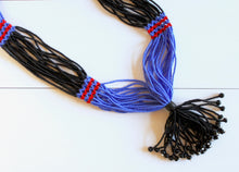 Load image into Gallery viewer, Nuer Tassel Necklace - Black &amp; Medium Blue