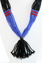 Load image into Gallery viewer, Nuer Tassel Necklace - Black &amp; Medium Blue