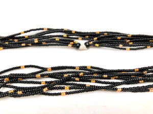 5 Strand Long Necklace - Black & Gold