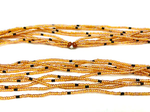 5 Strand Long Necklace -  Gold & Black