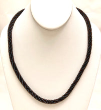 Load image into Gallery viewer, Knitted Rope Necklace - Pewter &amp; Brown