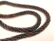 Load image into Gallery viewer, Knitted Rope Necklace - Pewter &amp; Brown